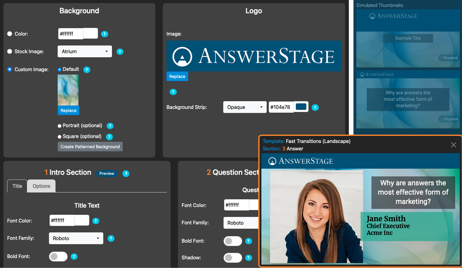 AnswerStage Configurator